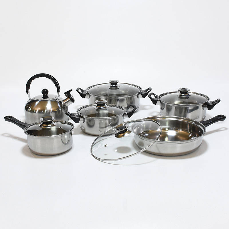 Non stick 12 pieces cooking pot set multi-function stainless steel cookware set