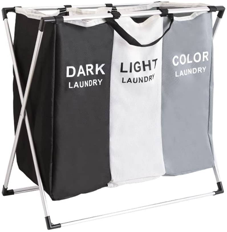 Waterproof Sorting Basket Trash Can Hotel Bathroom, Laundry Basket Foldable 2 Or 3 Sections Dirty Cl