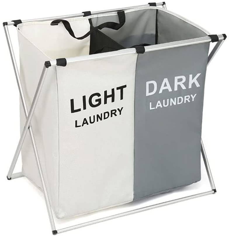 Waterproof Sorting Basket Trash Can Hotel Bathroom, Laundry Basket Foldable 2 Sections