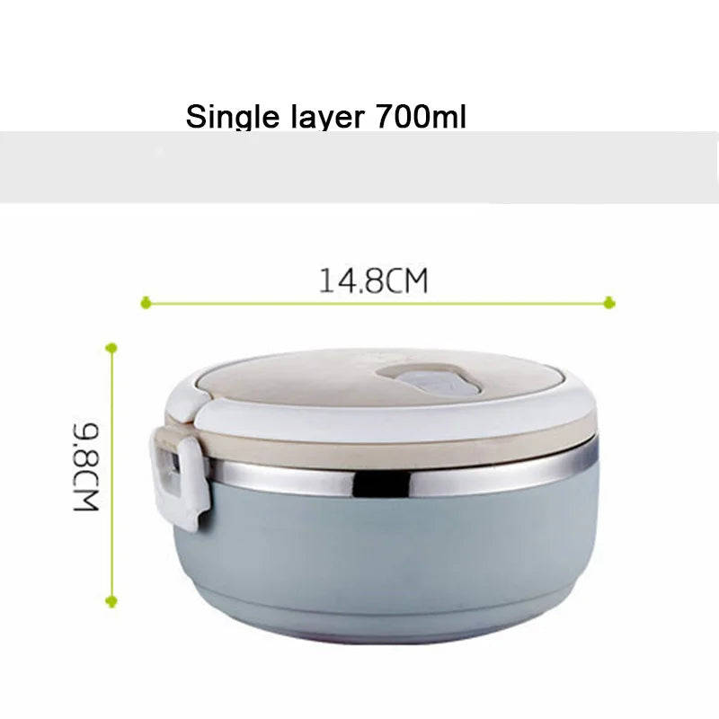 Stainless Steel Bento Gradient Color Seal Lunch Box Round Shape Portable Kids Food Container Picnic
