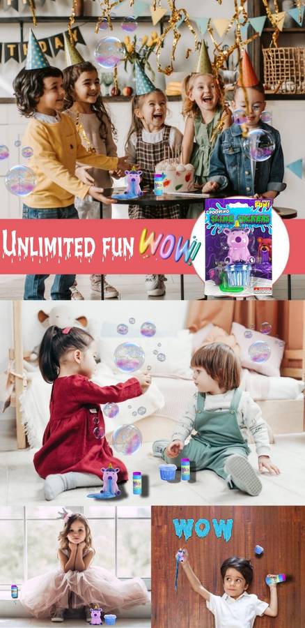 Slime Slurping Puking Squeeze Animal Toy With Bubbles - Crystal Unicorn