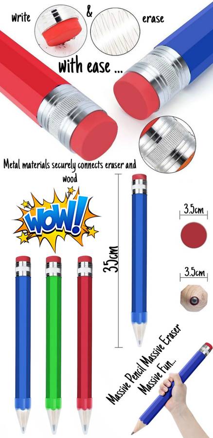 Giant 33 Centimeter Novelty Pencils - Set of 3