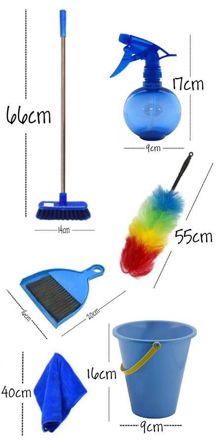 Kids Pretend Play Cleaning Set Blue - 7 Piece