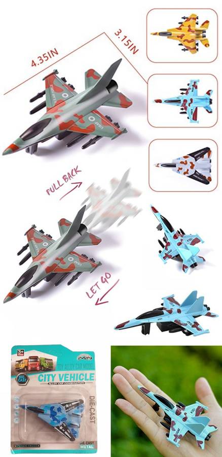 Die-cast Pull Back Military Fighter Jet Model Set - 4 Piece