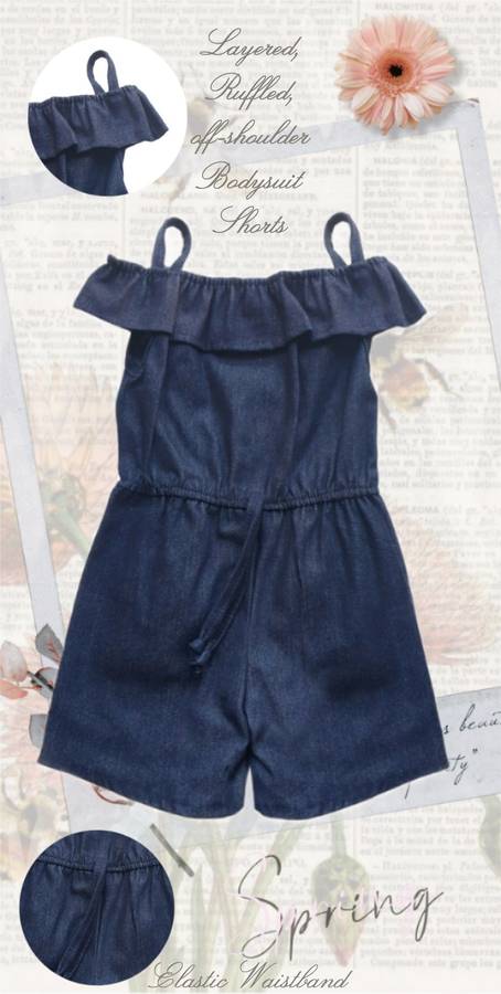 Baby & Toddler Girls Ruffled Denim Bodysuit