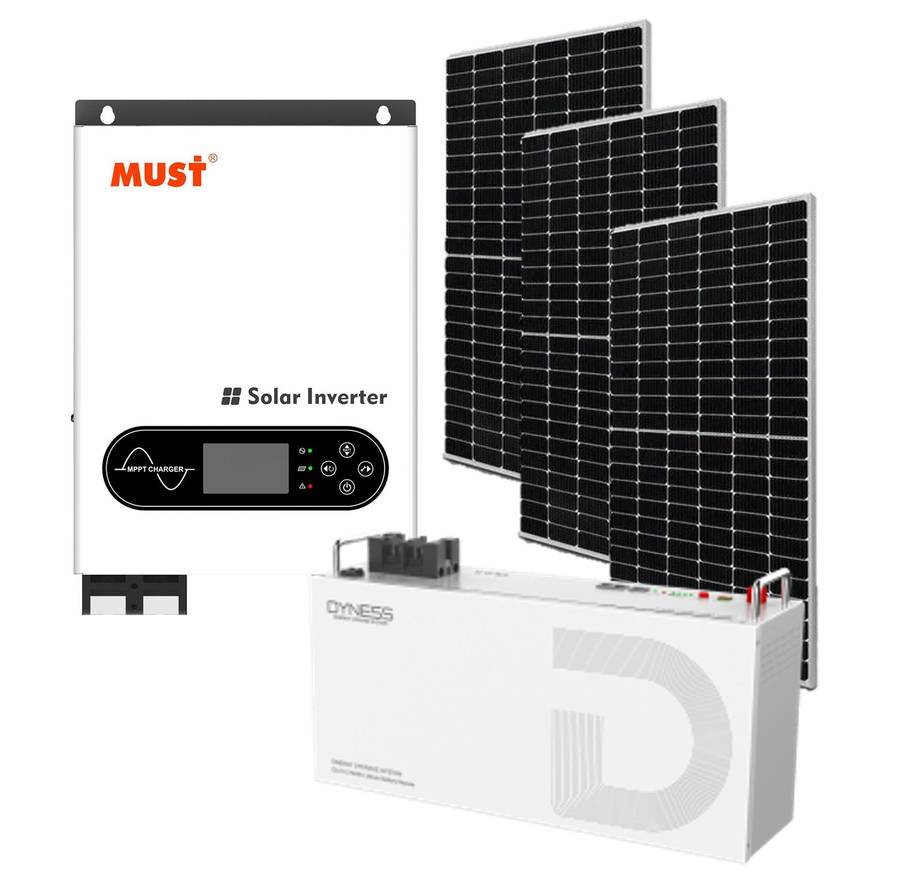 Must 3000 3KVA Watt Dyness 2.56 KWh Lithium Battery 3X 435W Mono Solar Panels Combo Kit
