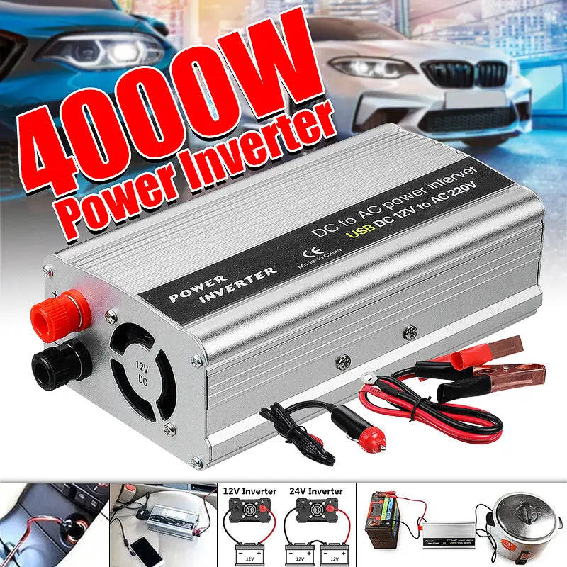 2400W Solar Inverter DC12V TO AC220V Modified Sine Wave Inverter USB Power Converter