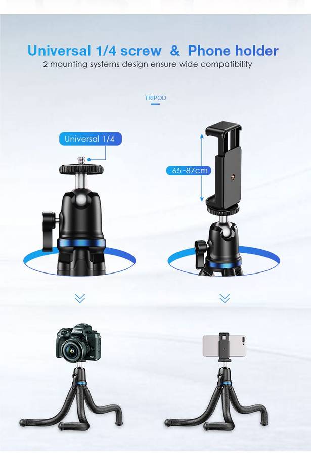 APEXEL flexible grabbing cell phone/camera tripod