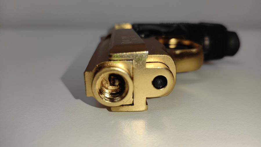 BLOW MINI 9 BLANK GUN - GOLD W/ BLACK GRIPS &