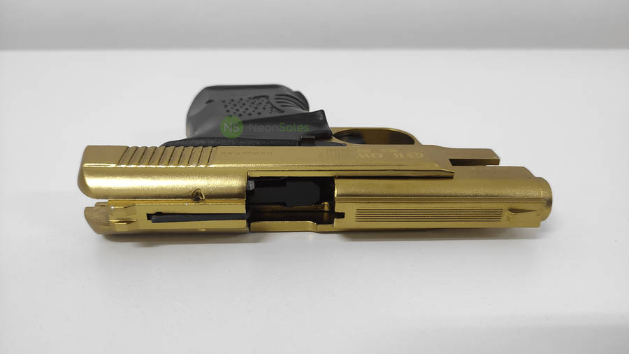 BLOW MINI 9 BLANK GUN - GOLD W/ BLACK GRIPS &