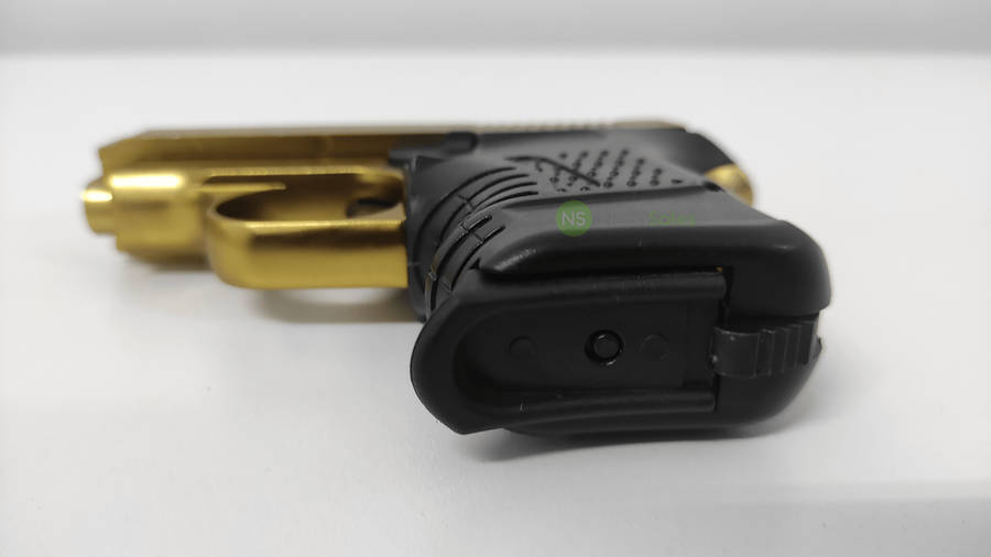 BLOW MINI 9 BLANK GUN - GOLD W/ BLACK GRIPS &