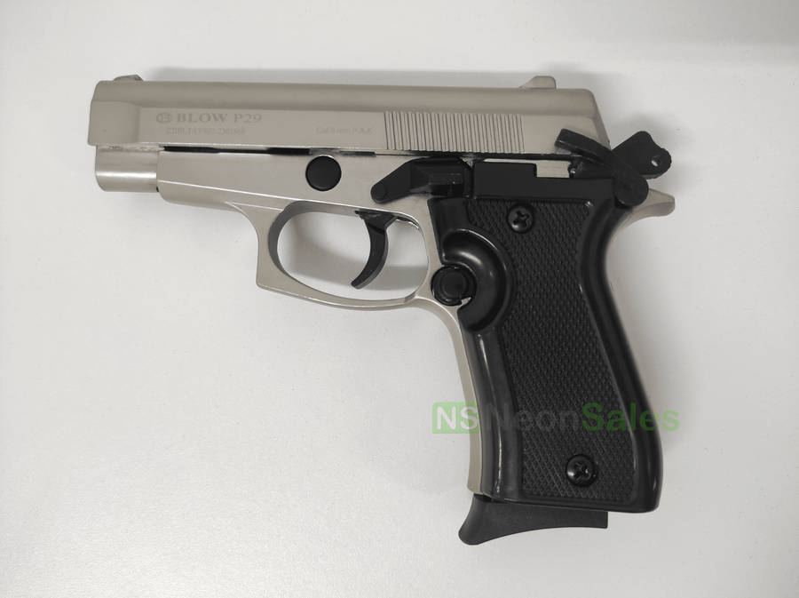 BLOW P29 BLANK GUN - SATIN W/ BLACK GRIPS &