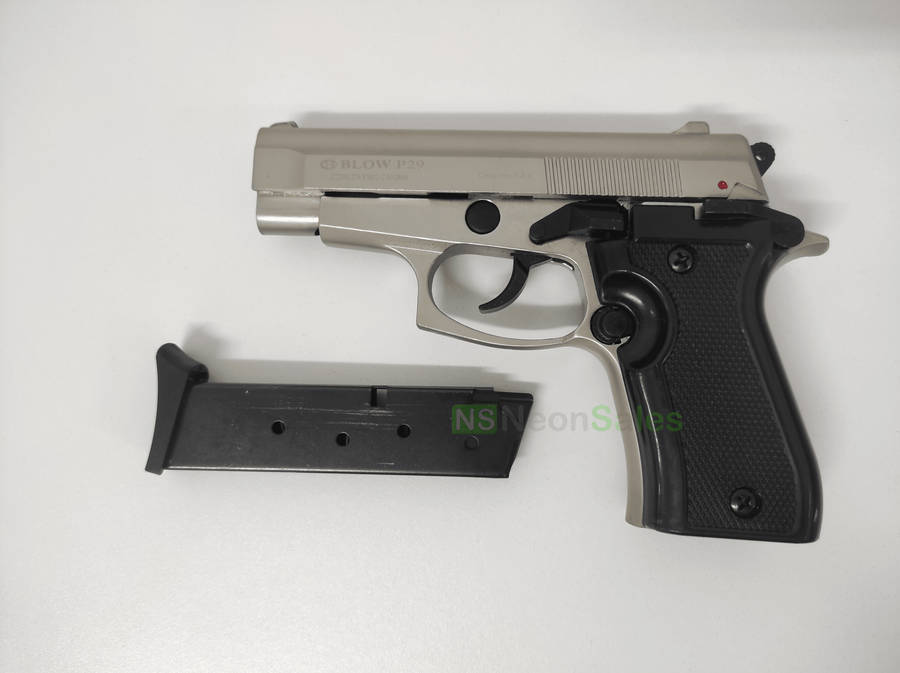 BLOW P29 BLANK GUN - SATIN W/ BLACK GRIPS &