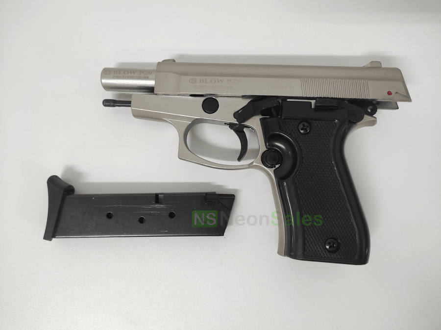BLOW P29 BLANK GUN - SATIN W/ BLACK GRIPS &