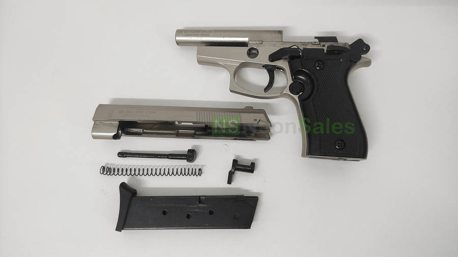 BLOW P29 BLANK GUN - SATIN W/ BLACK GRIPS &