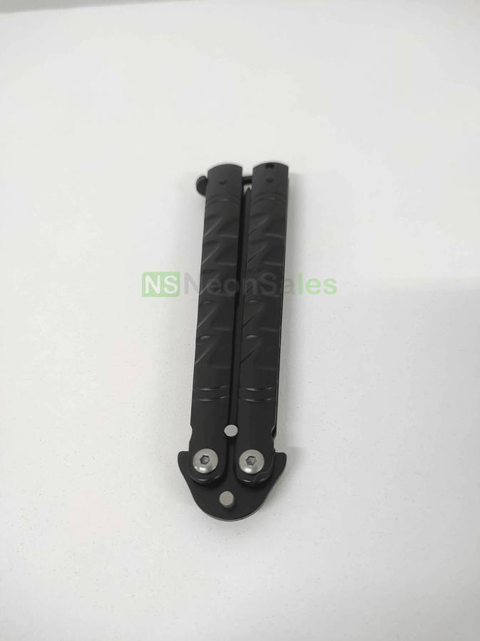 SLIMLINE BUTTERFLY KNIFE WITH CLIP EDGE - BLACK