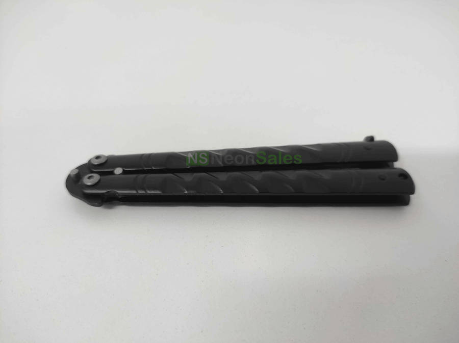SLIMLINE BUTTERFLY KNIFE WITH CLIP EDGE - BLACK