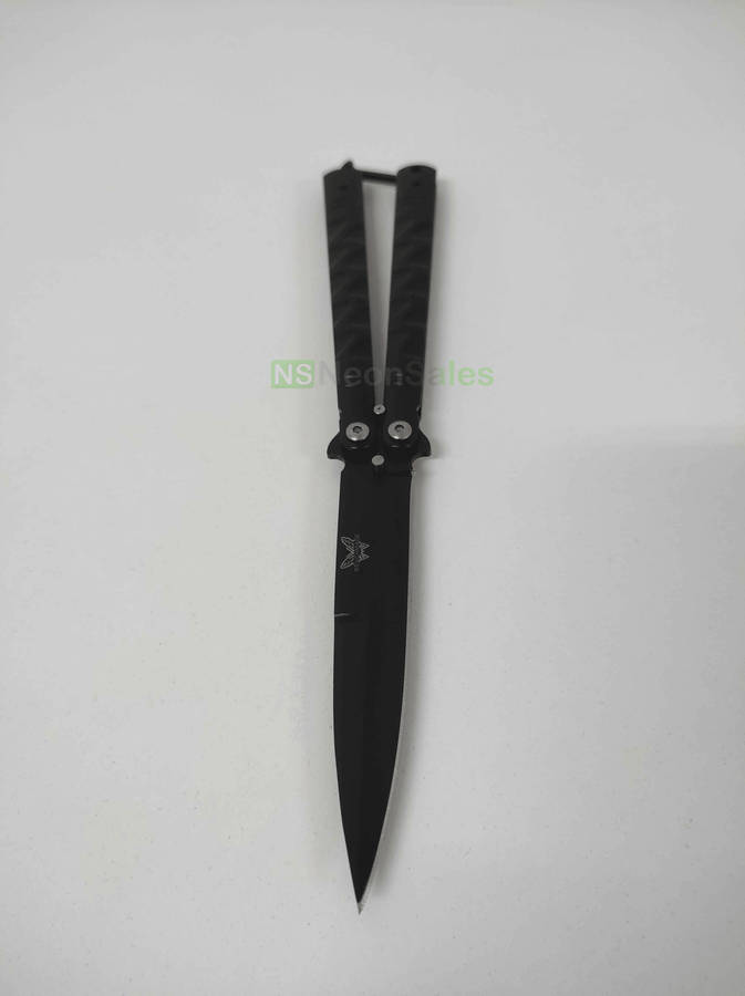 SLIMLINE BUTTERFLY KNIFE WITH CLIP EDGE - BLACK