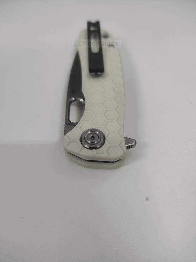 HONEY BADGER DROP-POINT FLIPPER D2 - SMALL WHITE