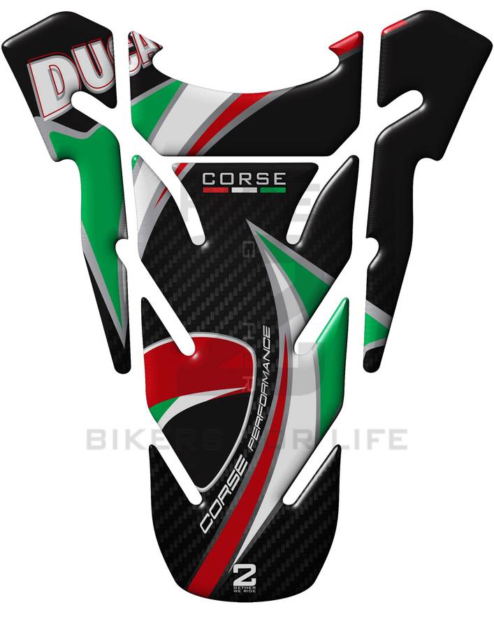 Ducati Coarse Multi Colour,  Black and Carbon Fibre  Motor Bike Tank Pad Protector. A Universal F...