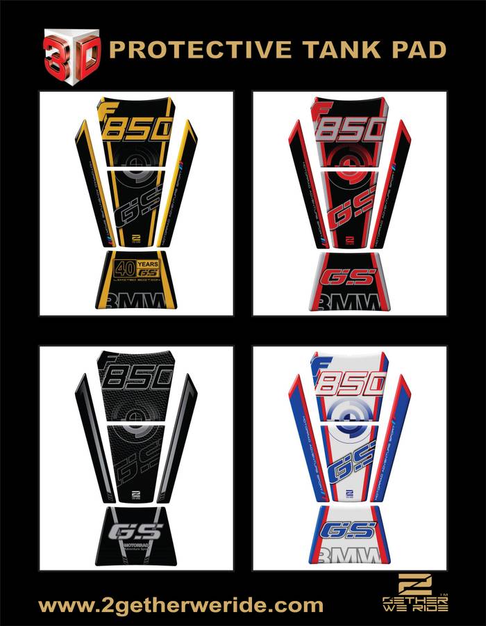 BMW F 850 GS Motor Bike Tank Pad. Red and Black Motor Bike Tank Pad / Protector.