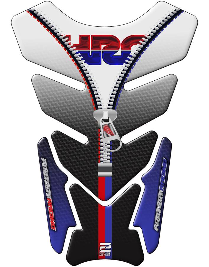 Honda HPC Motor Bike Tank Pad. White with Black Carbon Fibre universal fit Motorcycle Tank Pad Pr...