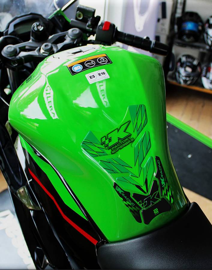 Kawasaki Factory Super Bike, Red and Black Motor Bike Tank Pad  Protector 2006 - 2022. K Racing