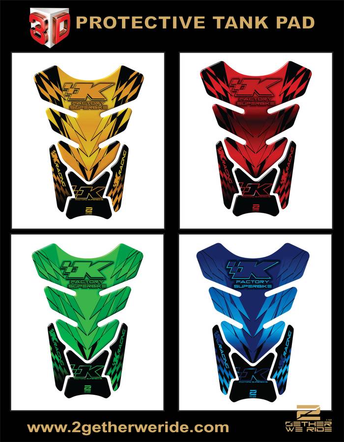 Kawasaki Factory Super Bike, Red and Black Motor Bike Tank Pad  Protector 2006 - 2022. K Racing