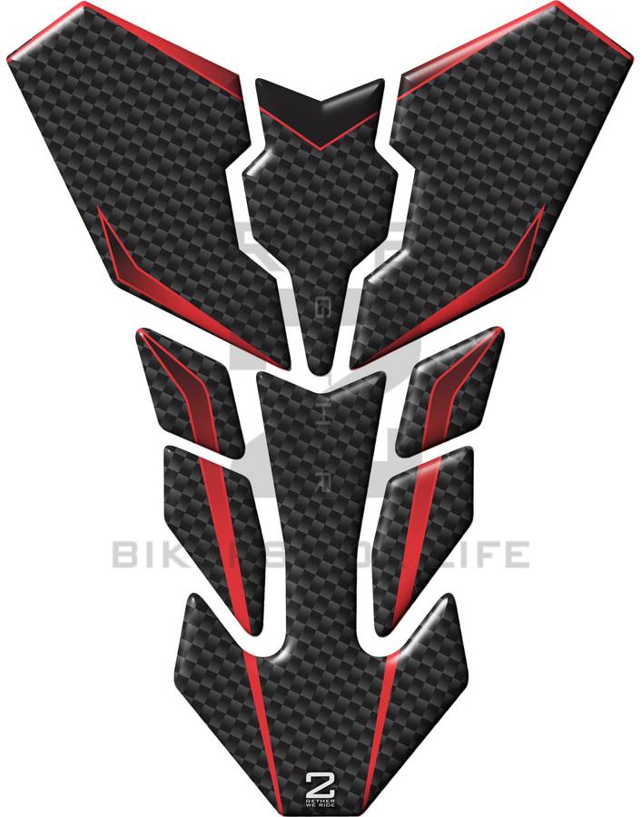 Universal Fit Black and Red Carbon Fibre Motor Bike Tank Pad Protector. A Street Pad which fits m...