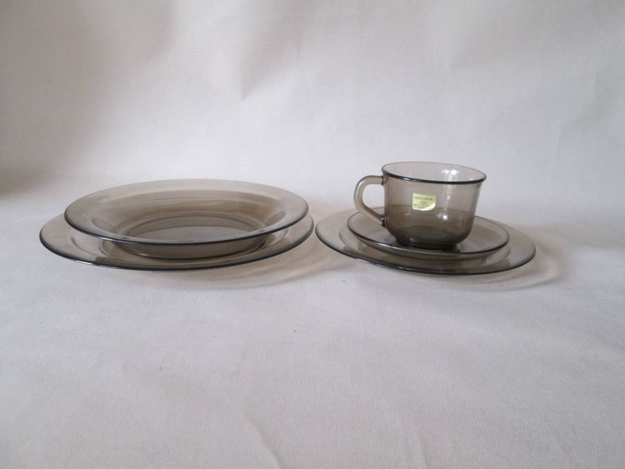 Arcoroc Verre Trempe Smoked Glass Dinner Set 20pc