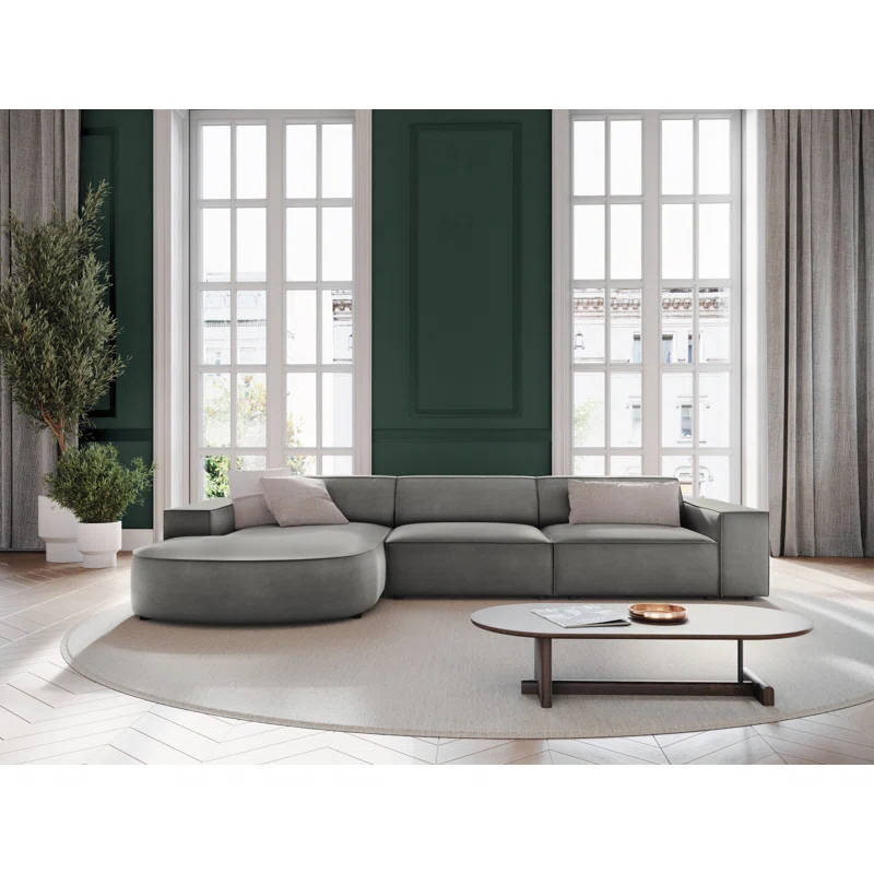 Marcel Velvet 3 Seater Right Sectional Sofa 