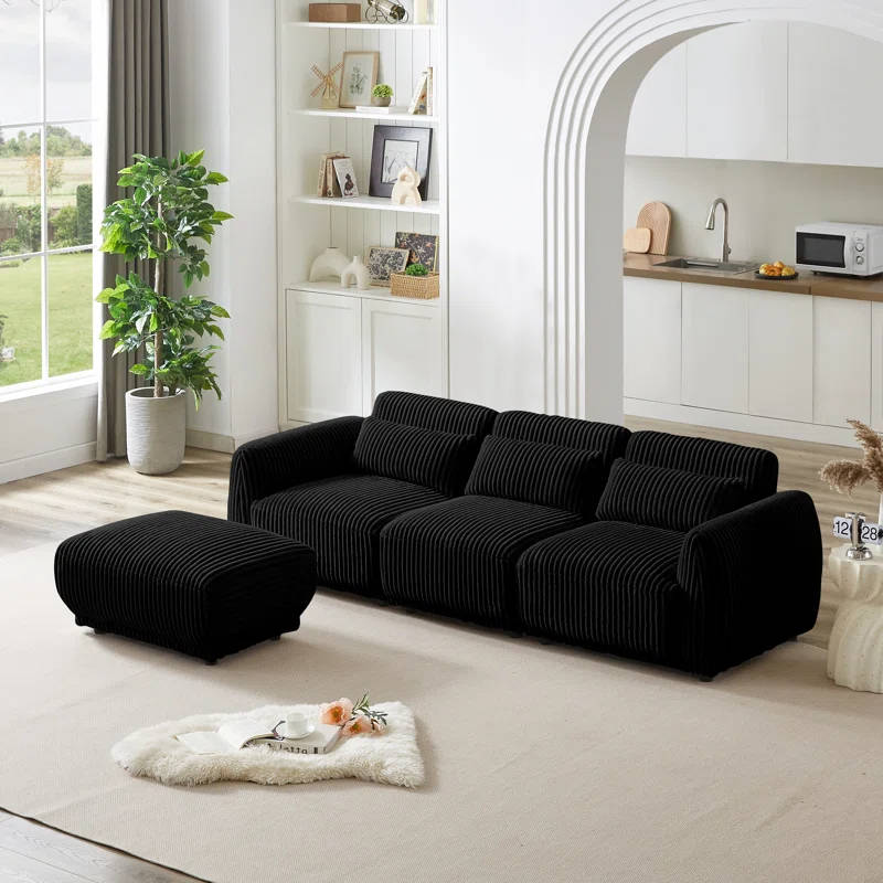 Elsa 3 Seater Corduroy Sectional Sofa