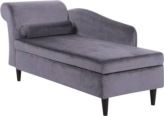 Larah Velvet Chaise Lounge with Storage