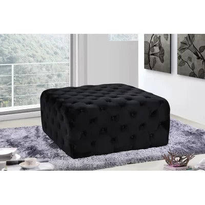 Abby Velvet Buttoned Square Ottoman