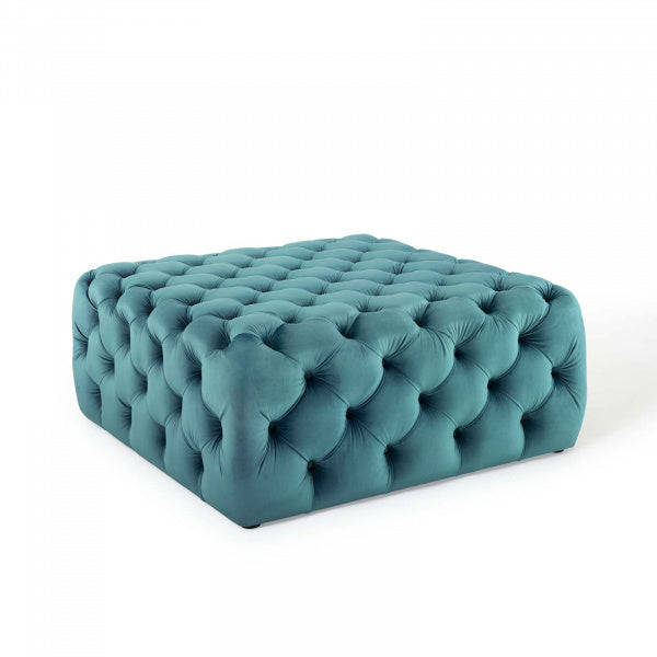 Abby Velvet Buttoned Square Ottoman