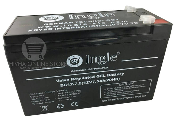 12V 7.5AH/20HR  Valve Regulated GEL Battery - INGLE