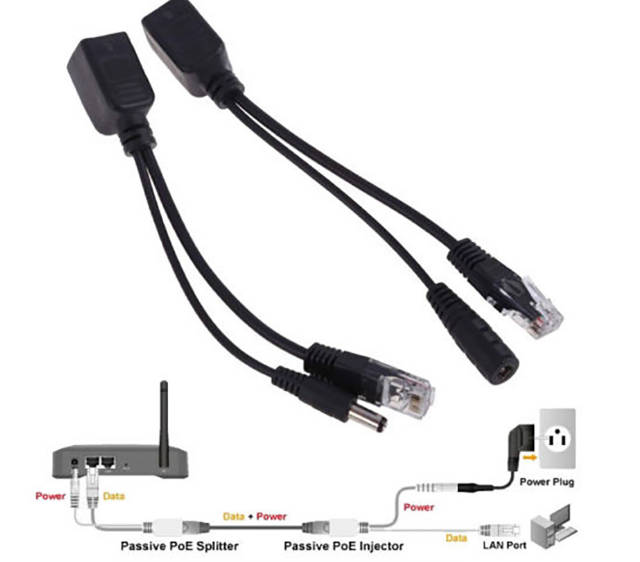 Rappid RJ45 Power Over Ethernet POE Adapter Injector & Splitter Cable