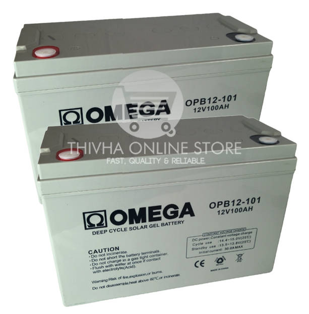 2 x 12V 100AH Gel Solar Deep Cycle Battery - OMEGA(2PCS- 24V)