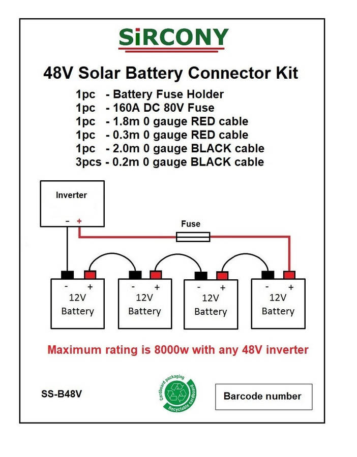 Battery Installation Kit (48V)  Inverter battery CABLE and FUSE kit