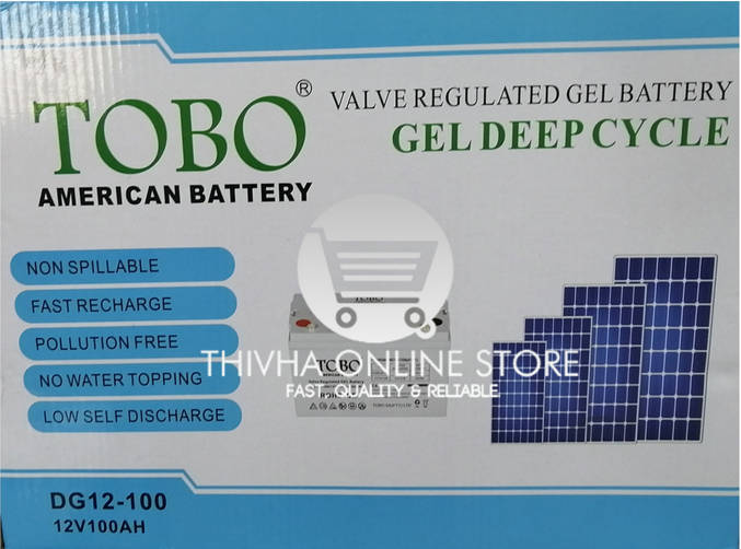 2 x 12V 100AH American Deep Cycle Gel Battery - TOBO (2PCS - 24V)
