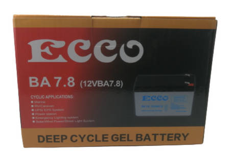 Ecco 12V 7.8Ah Deep cycle Gel battery- For Gate motors and UPS systems