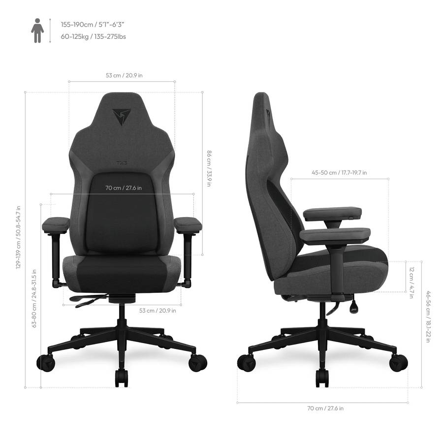 ThunderX3 CORE SMART Ergonomic Gaming Chair  Mesh Black