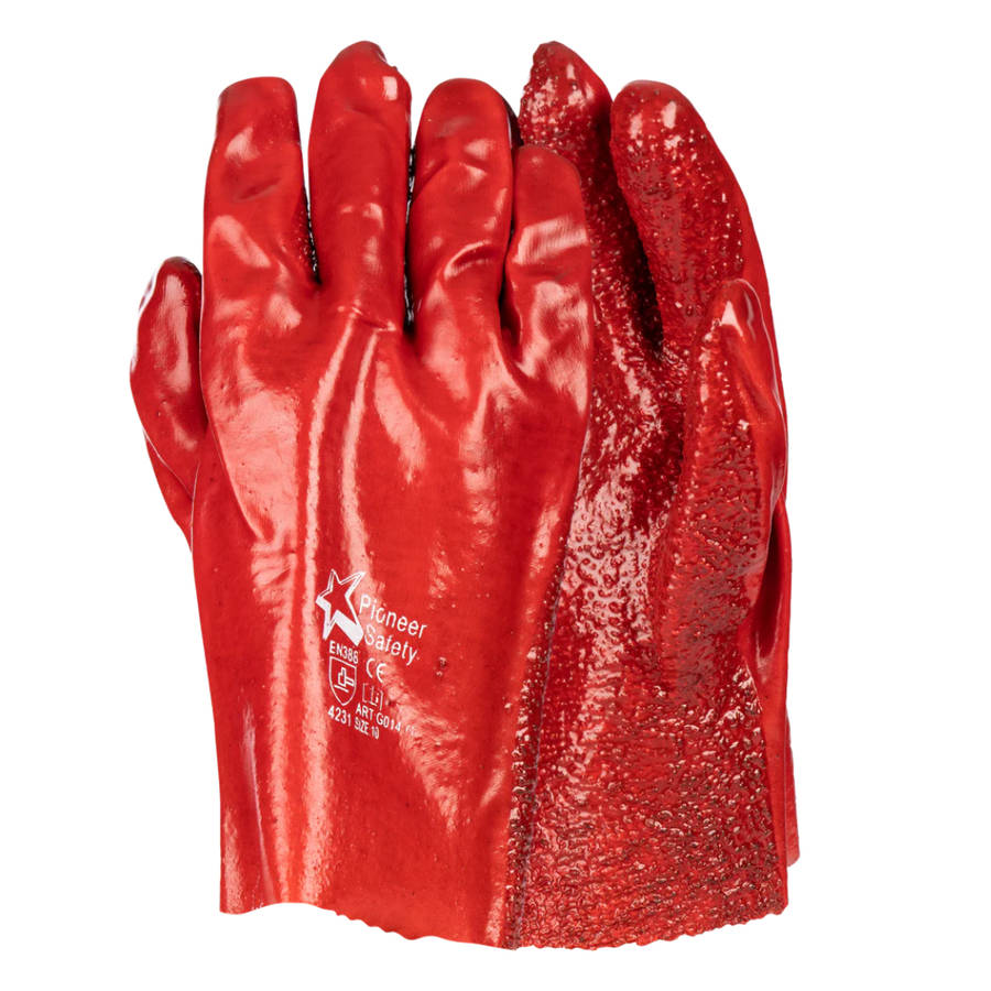 PVC Red Terrycloth Palm Gloves - 27cm