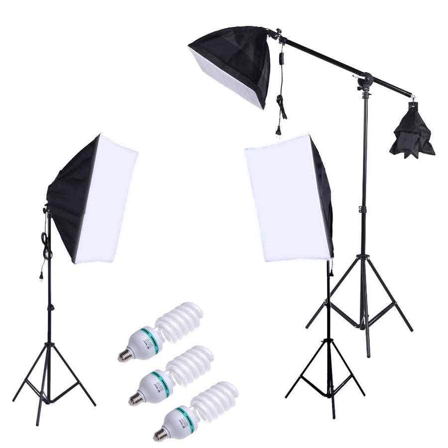 Photo Studio Kit Set Backdrop Stand with Storage Bag Black White Nonwoven Backdrops and Mini Clips