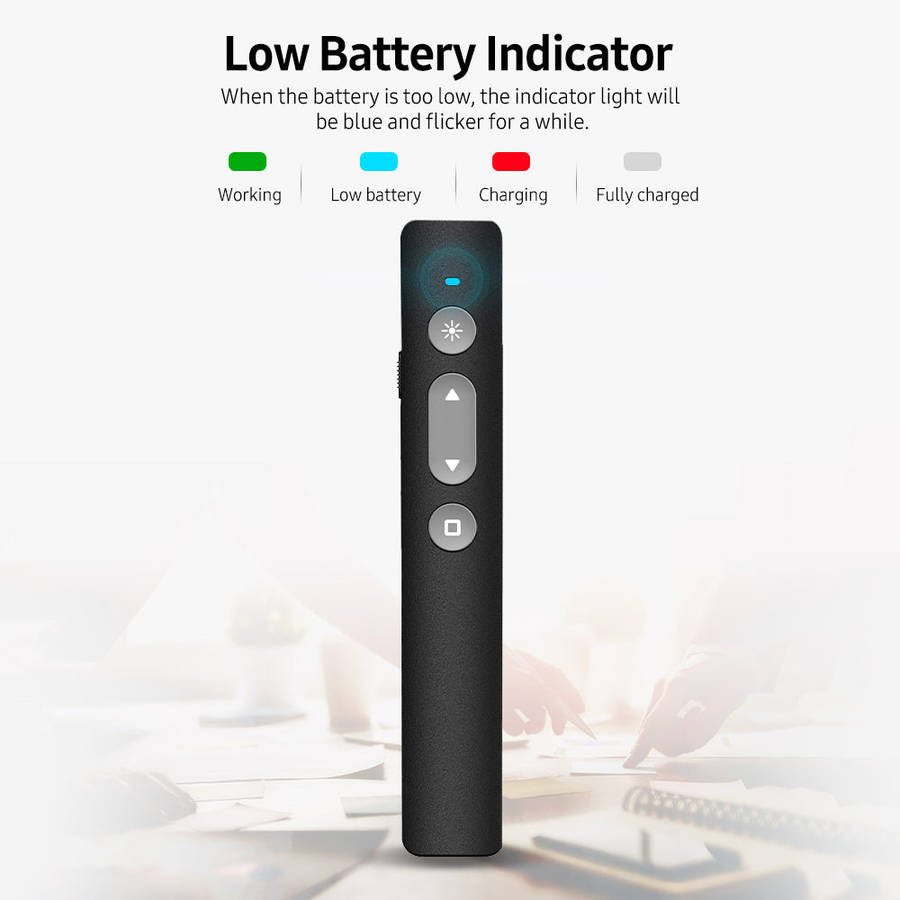 2.4GHz Wireless Presenter Remote Red Light Pointer Rechargeable Presentation Clicker Wireless Presen