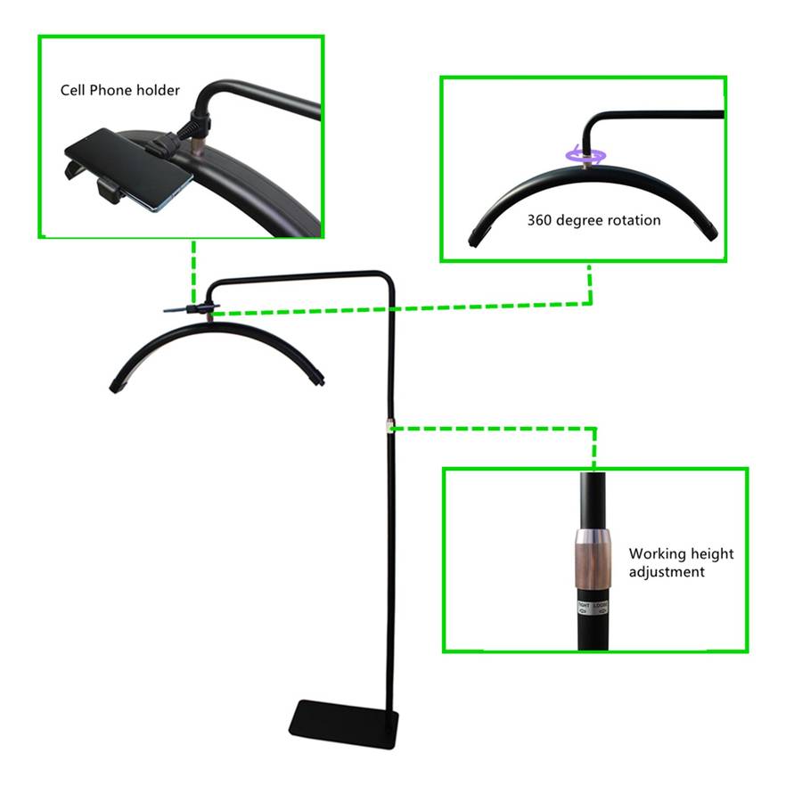 45W Half-moon Shaped Floor Fill Light LED Video Light 3000K-6000K Adjustable Brightness with Max. 18