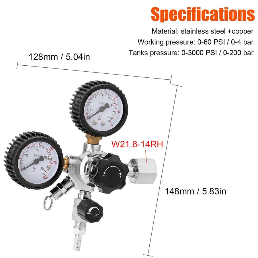 Beer CO2 Keg Regulator Safety Pressure Relief Valve 0-3000 PSI Tanks Pressure