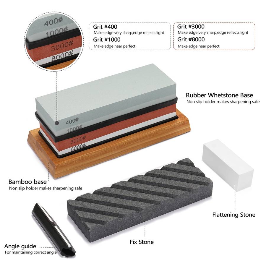 400/1000# 3000/8000# Grit Premium Whetstone Cut Sharpening Stone Set Sharpener for All Blade N