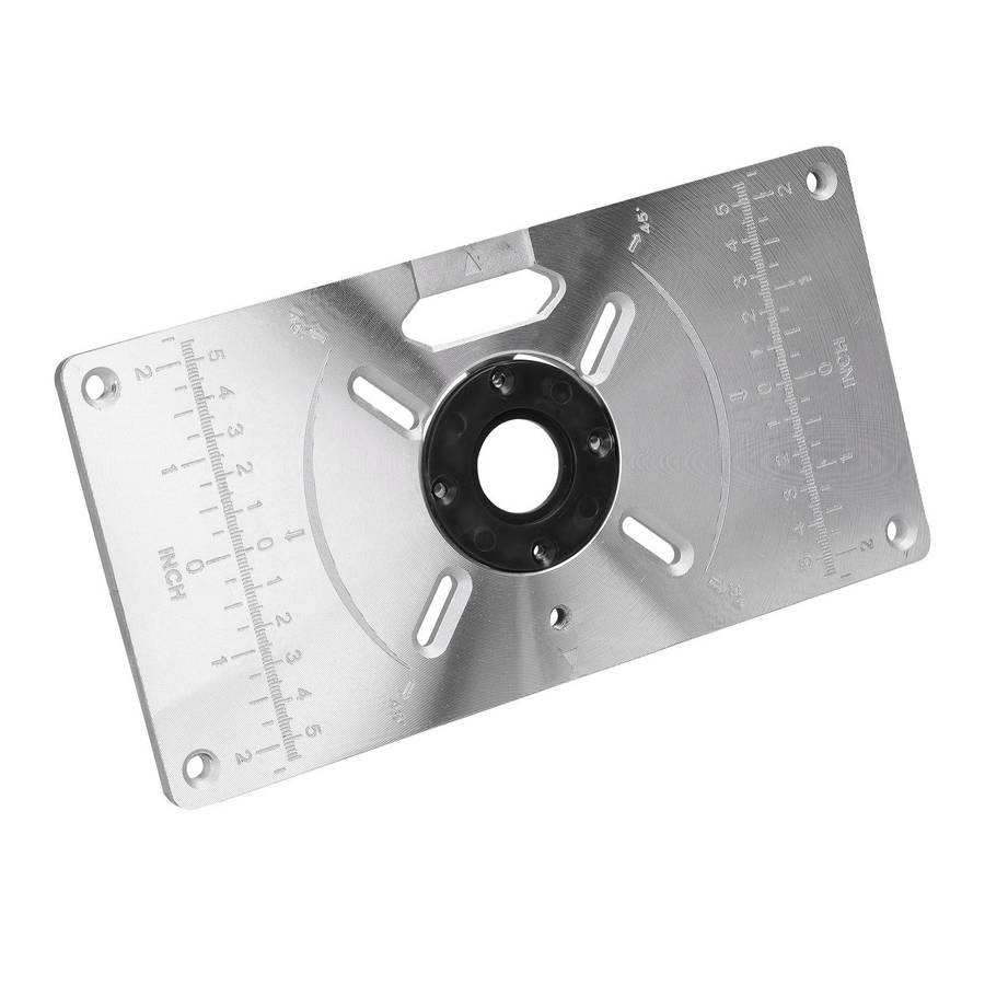 Router Table Insert Plate Aluminum Trimming Machine Engraving Flip Board with 4 Rings for Woodworkin