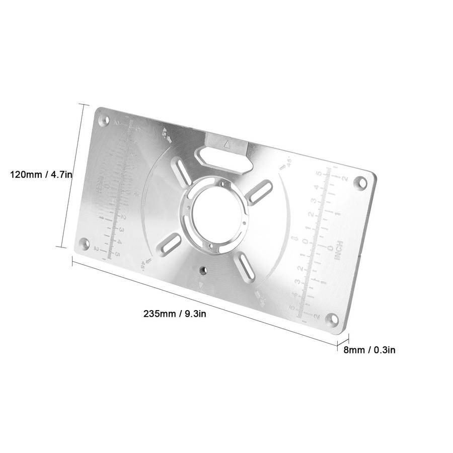 Router Table Insert Plate Aluminum Trimming Machine Engraving Flip Board with 4 Rings for Woodworkin